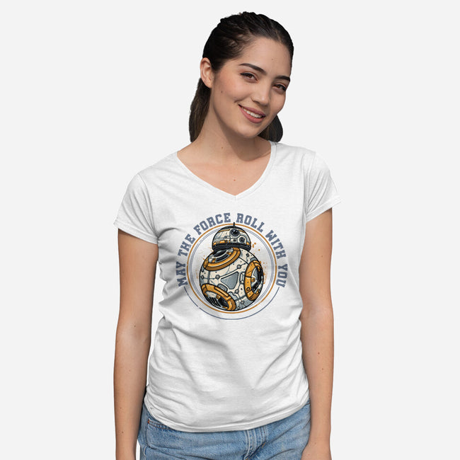 May The Force Roll With You-Womens-V-Neck-Tee-glitchygorilla