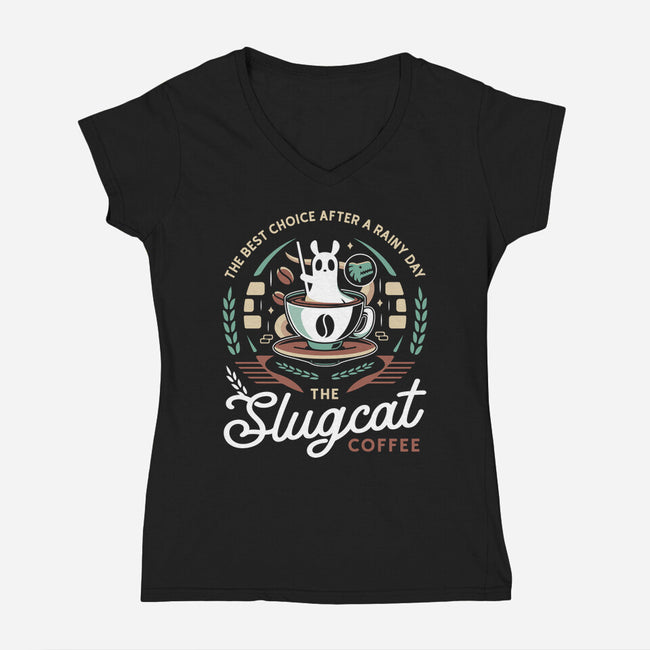 Slugcat Coffee Emblem-Womens-V-Neck-Tee-LAGELANTEE