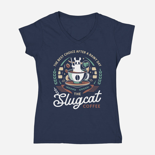 Slugcat Coffee Emblem-Womens-V-Neck-Tee-LAGELANTEE