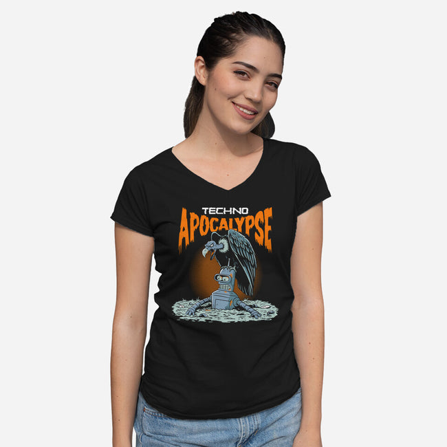 Techno Apocalypse-Womens-V-Neck-Tee-P1yu5h
