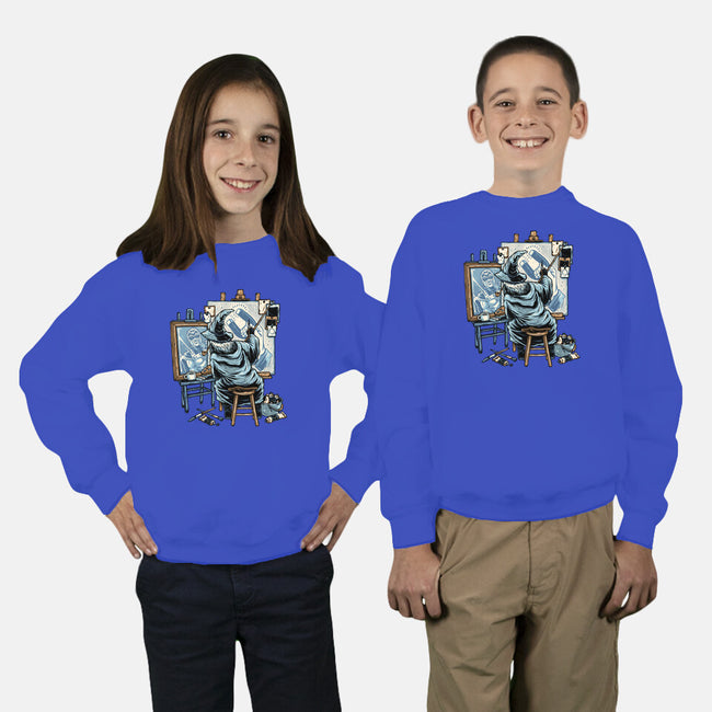 Painting Wizard-Youth-Crew Neck-Sweatshirt-glitchygorilla
