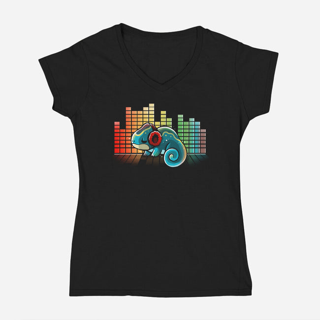 Rainbow Music-Womens-V-Neck-Tee-Vallina84