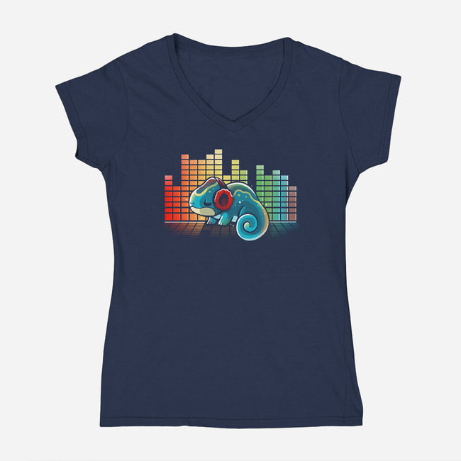 Rainbow Music-Womens-V-Neck-Tee-Vallina84
