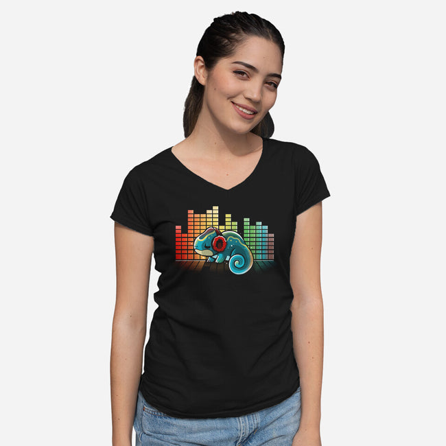 Rainbow Music-Womens-V-Neck-Tee-Vallina84