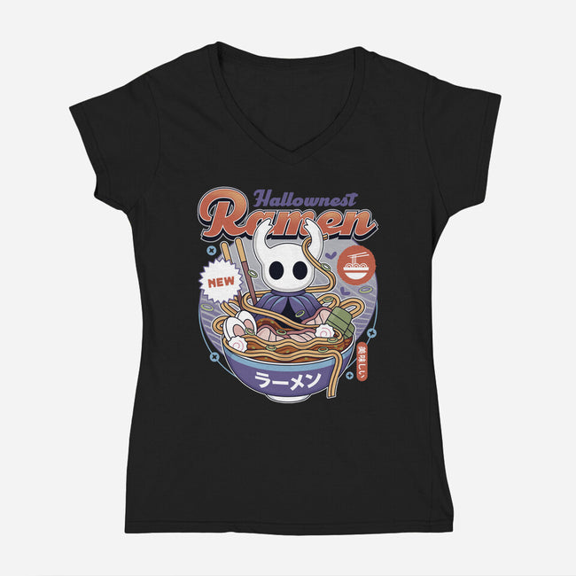 Hallownest Ramen Vintage-Womens-V-Neck-Tee-LAGELANTEE