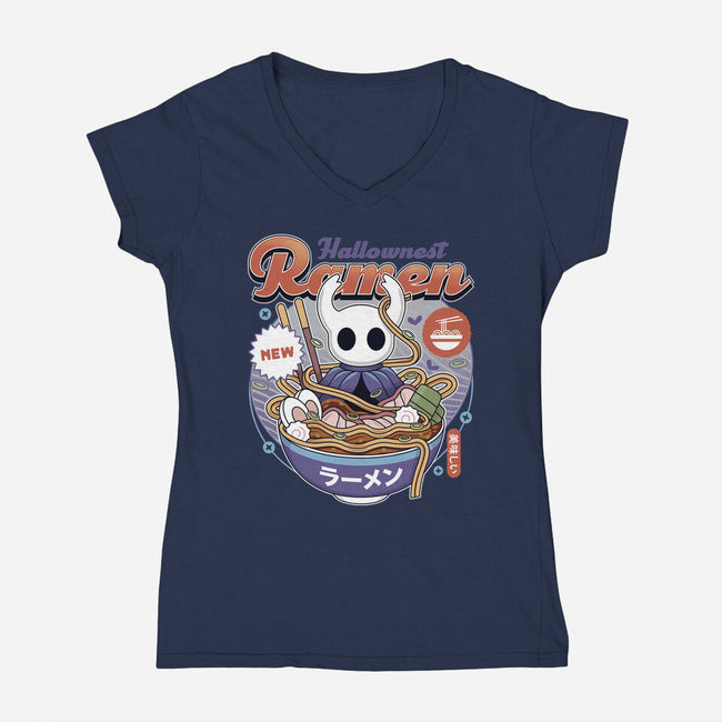Hallownest Ramen Vintage-Womens-V-Neck-Tee-LAGELANTEE
