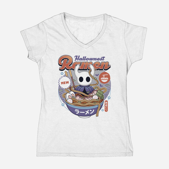 Hallownest Ramen Vintage-Womens-V-Neck-Tee-LAGELANTEE
