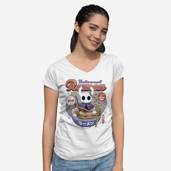 Hallownest Ramen Vintage-Womens-V-Neck-Tee-LAGELANTEE