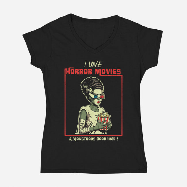 Love Horror Movies-Womens-V-Neck-Tee-P1yu5h