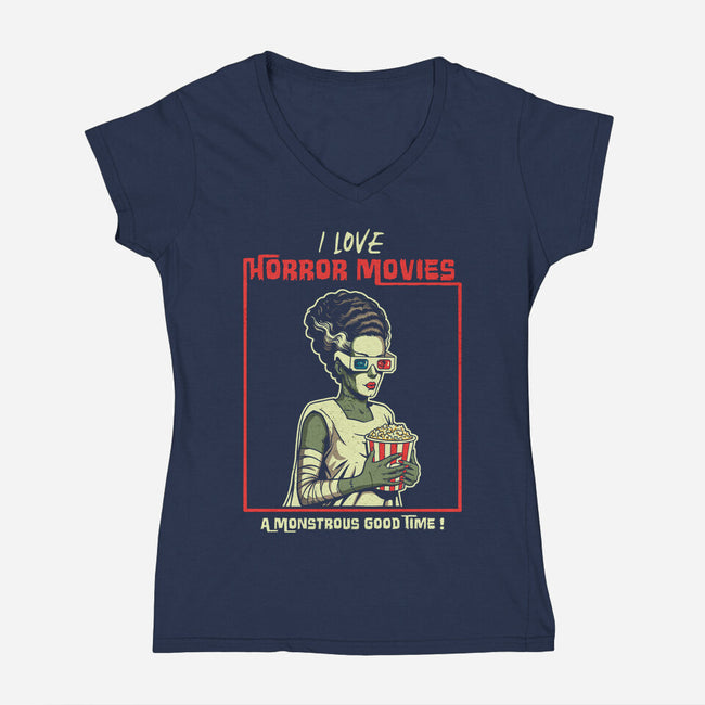 Love Horror Movies-Womens-V-Neck-Tee-P1yu5h