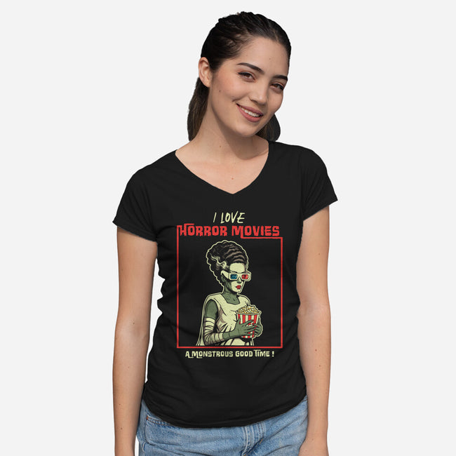 Love Horror Movies-Womens-V-Neck-Tee-P1yu5h