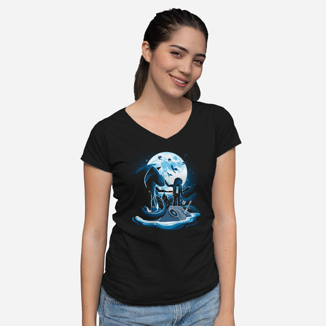 Dragon Friendship-Womens-V-Neck-Tee-Vallina84