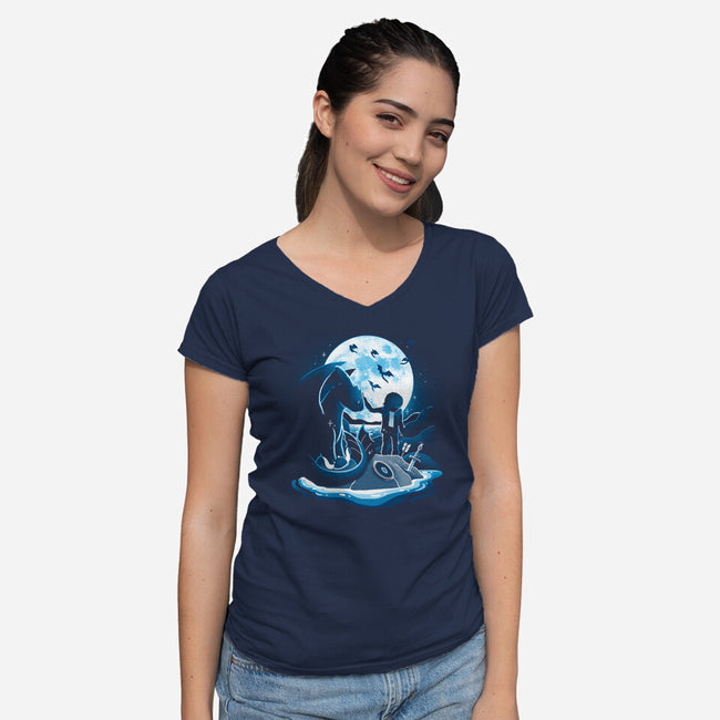 Dragon Friendship-Womens-V-Neck-Tee-Vallina84