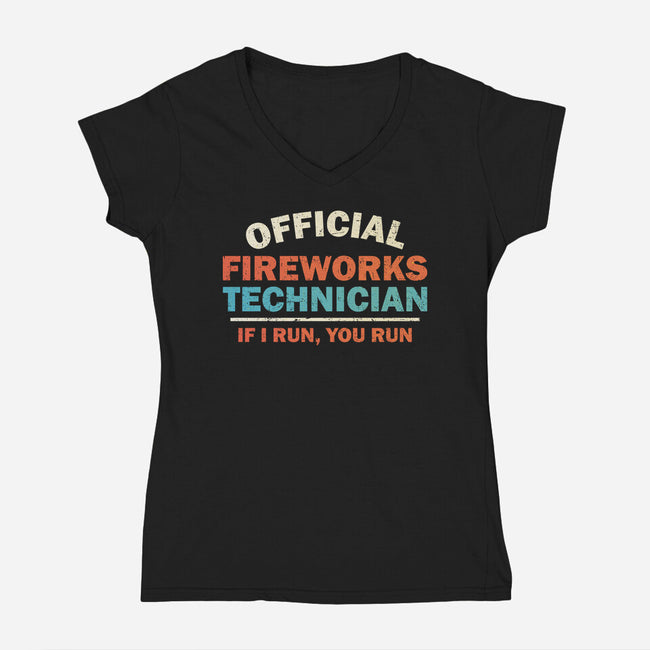 Official Fireworks Technician-Womens-V-Neck-Tee-kg07