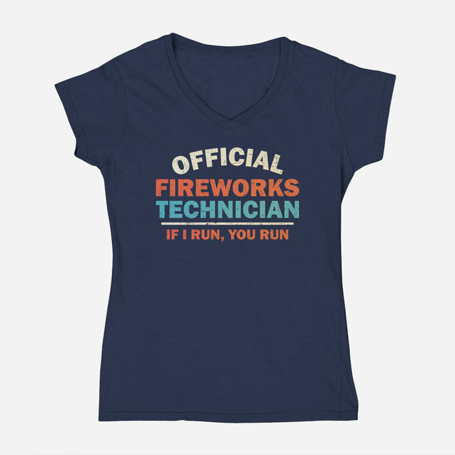 Official Fireworks Technician-Womens-V-Neck-Tee-kg07