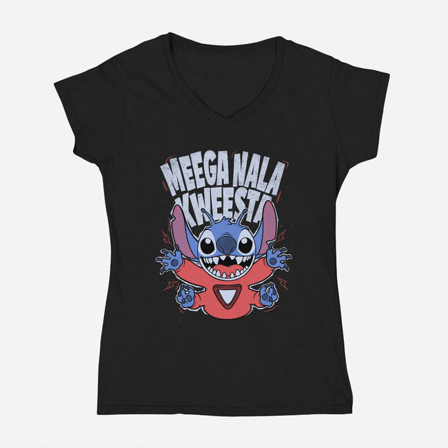 Bad Word Alien-Womens-V-Neck-Tee-Studio Mootant