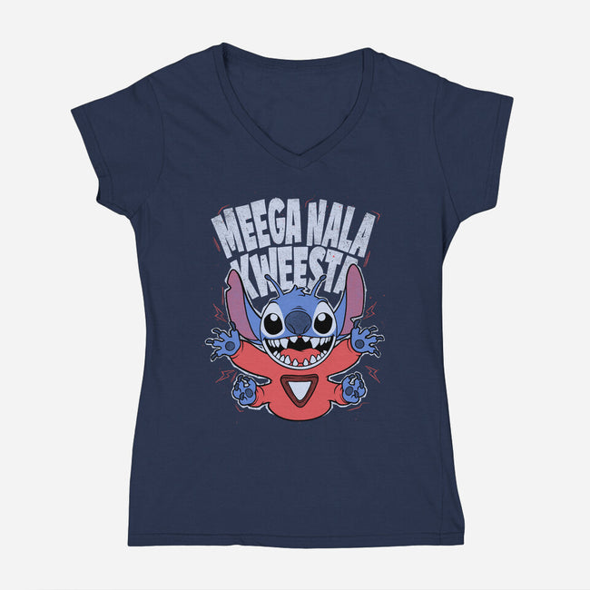 Bad Word Alien-Womens-V-Neck-Tee-Studio Mootant