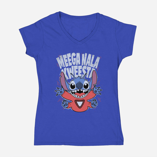 Bad Word Alien-Womens-V-Neck-Tee-Studio Mootant