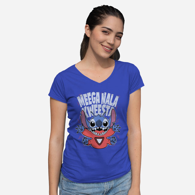 Bad Word Alien-Womens-V-Neck-Tee-Studio Mootant