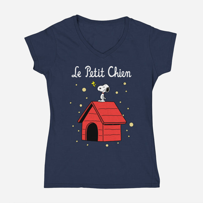 Le Petit Chien-Womens-V-Neck-Tee-Barbadifuoco