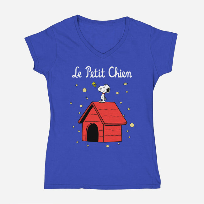 Le Petit Chien-Womens-V-Neck-Tee-Barbadifuoco