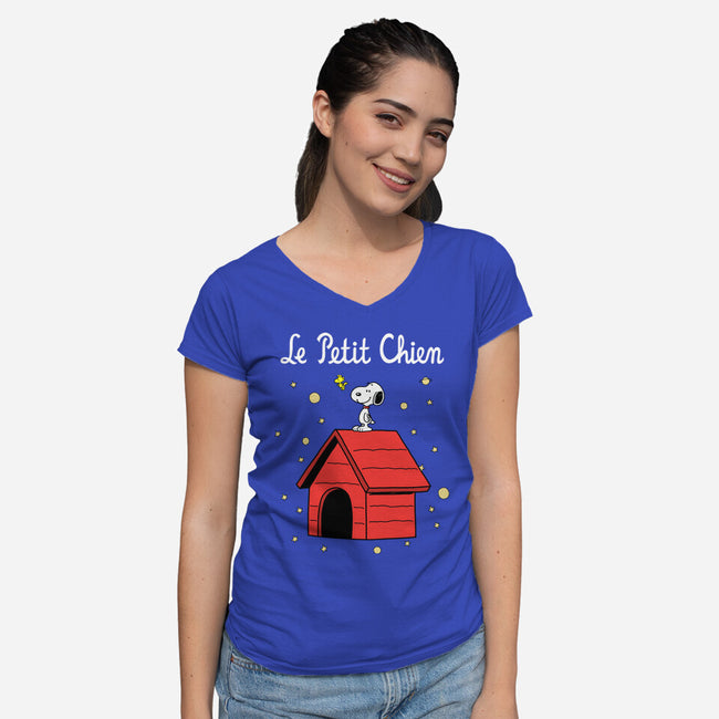 Le Petit Chien-Womens-V-Neck-Tee-Barbadifuoco