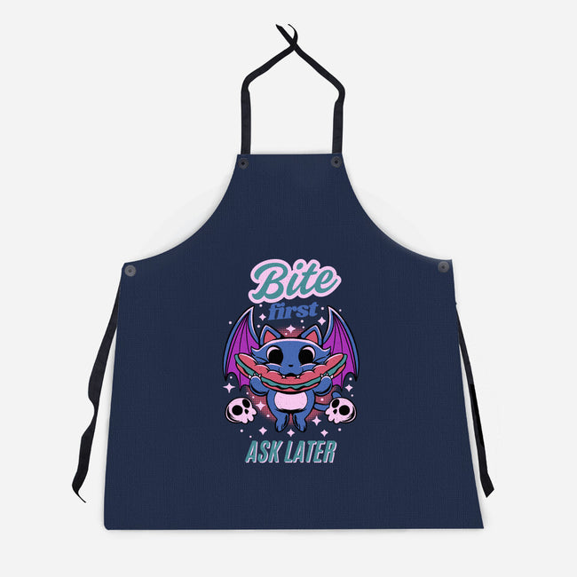 Bite First-Unisex-Kitchen-Apron-FunkVampire