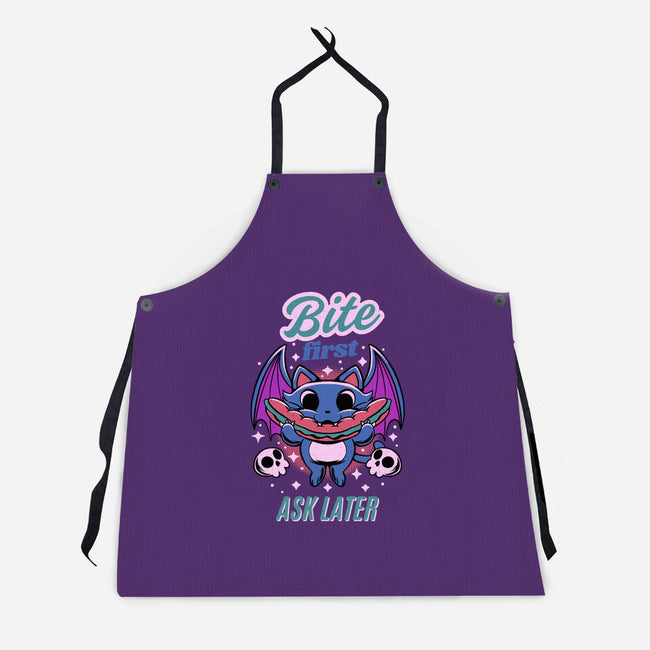 Bite First-Unisex-Kitchen-Apron-FunkVampire