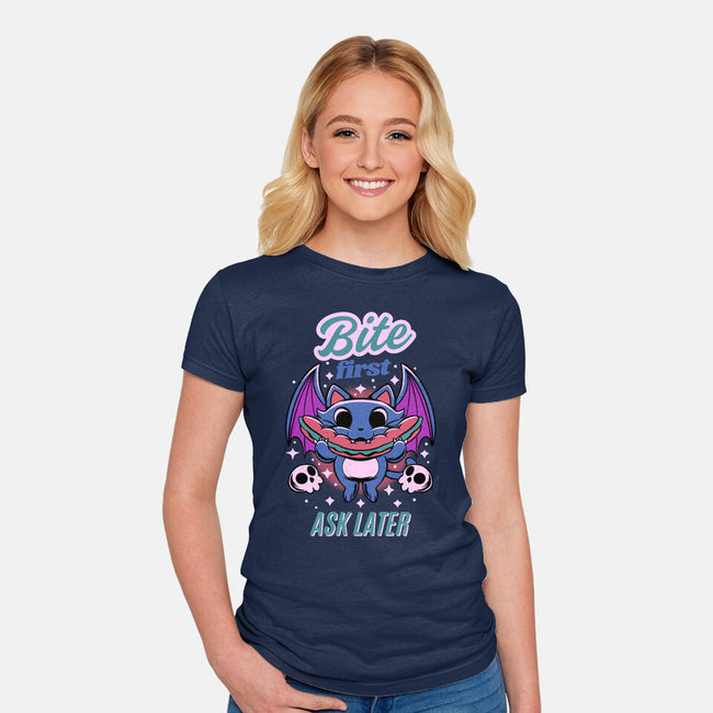 Bite First-Womens-Fitted-Tee-FunkVampire