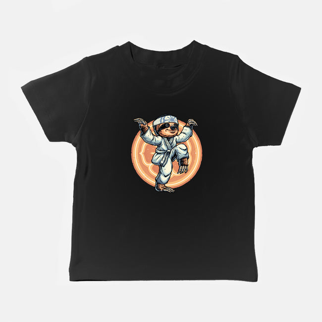 The Legend Of Karate Sloth-Baby-Basic-Tee-glitchygorilla
