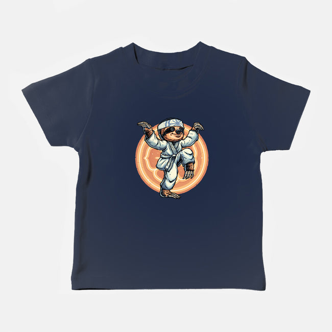 The Legend Of Karate Sloth-Baby-Basic-Tee-glitchygorilla