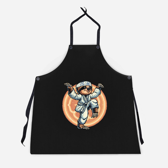 The Legend Of Karate Sloth-Unisex-Kitchen-Apron-glitchygorilla