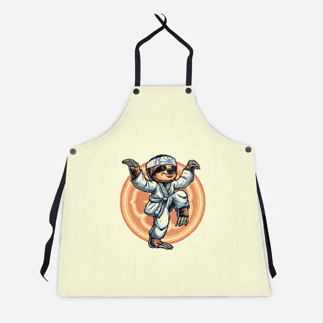 The Legend Of Karate Sloth-Unisex-Kitchen-Apron-glitchygorilla