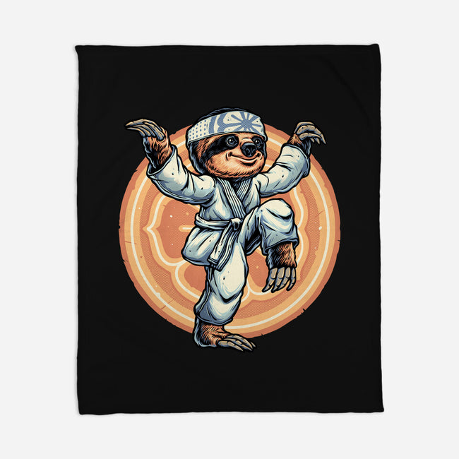 The Legend Of Karate Sloth-None-Fleece-Blanket-glitchygorilla
