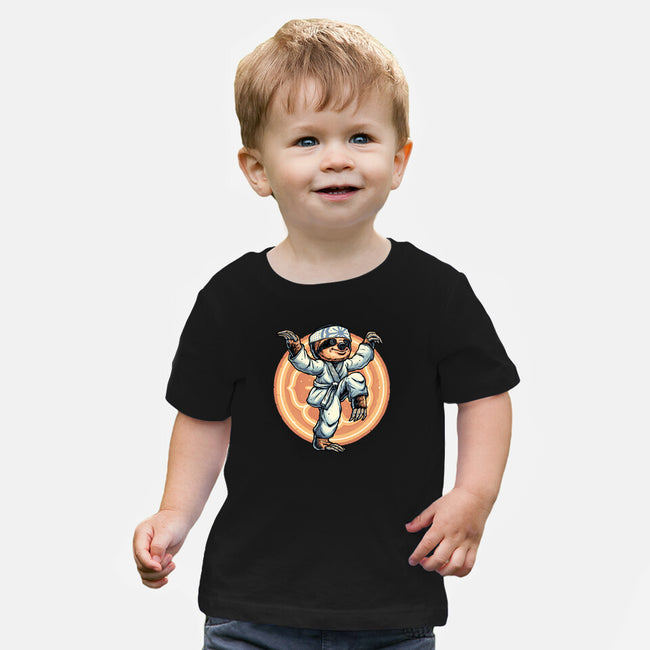 The Legend Of Karate Sloth-Baby-Basic-Tee-glitchygorilla