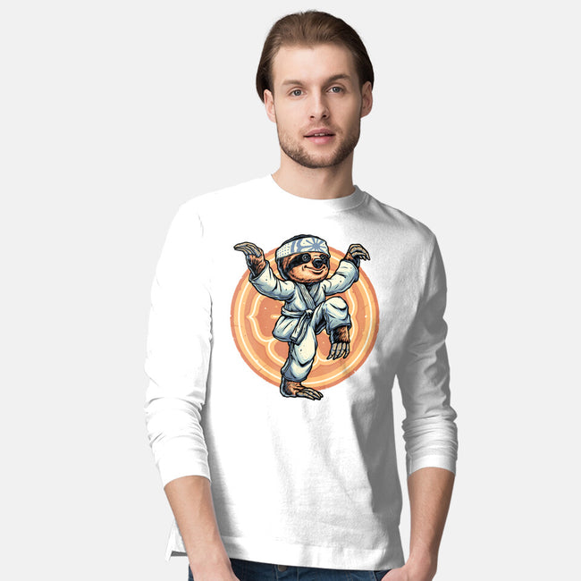 The Legend Of Karate Sloth-Mens-Long Sleeved-Tee-glitchygorilla
