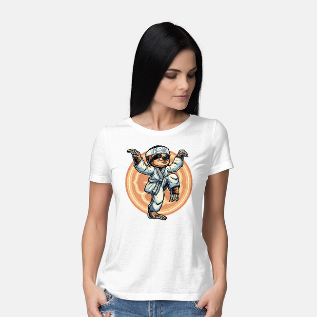 The Legend Of Karate Sloth-Womens-Basic-Tee-glitchygorilla