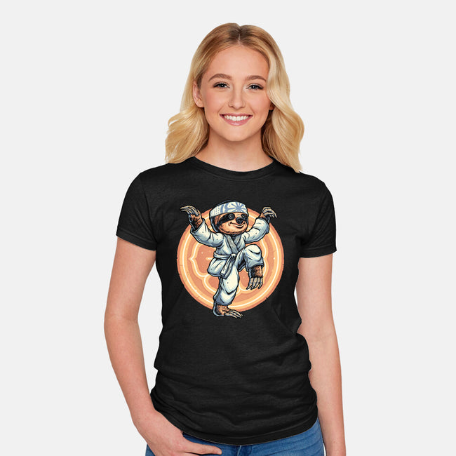 The Legend Of Karate Sloth-Womens-Fitted-Tee-glitchygorilla