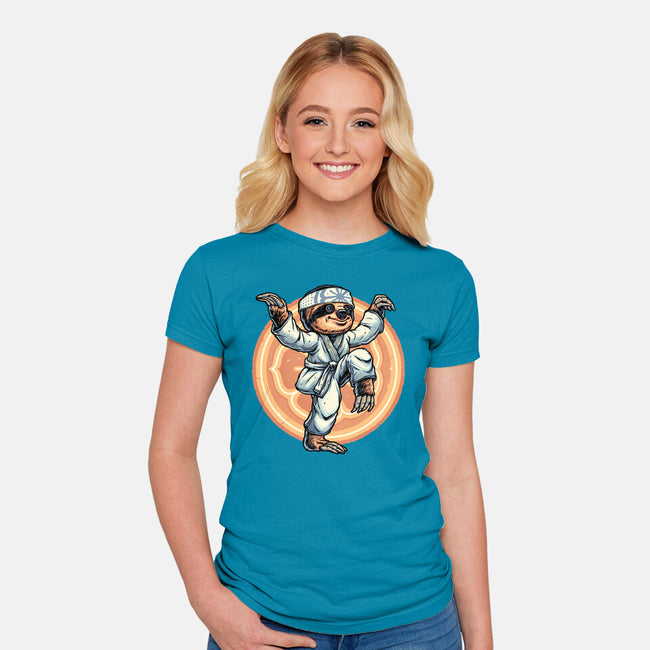 The Legend Of Karate Sloth-Womens-Fitted-Tee-glitchygorilla