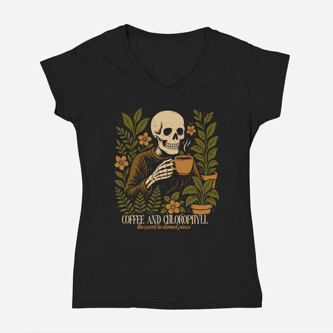 Coffee And Chlorophyll-Womens-V-Neck-Tee-Eoli Studio