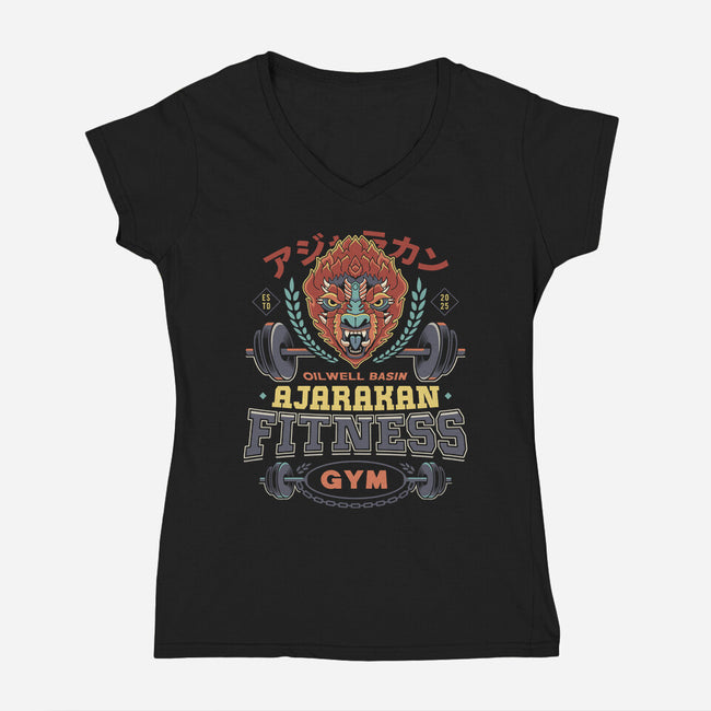 Ajarakan Fitness Emblem-Womens-V-Neck-Tee-LAGELANTEE