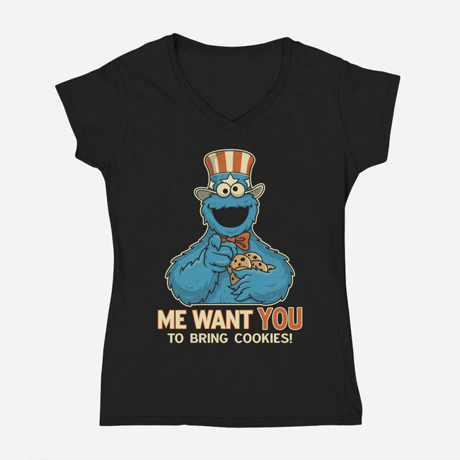 Bring Sam Cookies-Womens-V-Neck-Tee-retrodivision
