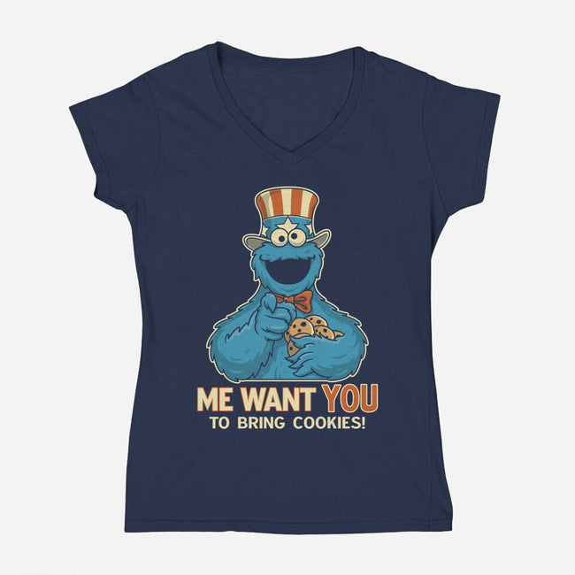 Bring Sam Cookies-Womens-V-Neck-Tee-retrodivision