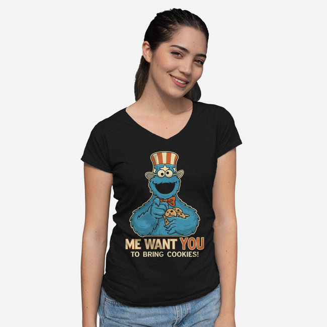 Bring Sam Cookies-Womens-V-Neck-Tee-retrodivision