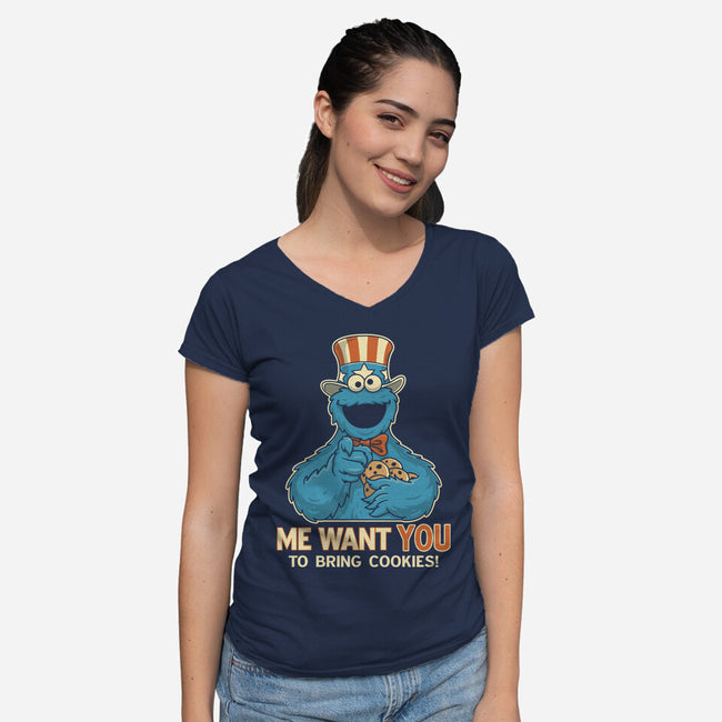 Bring Sam Cookies-Womens-V-Neck-Tee-retrodivision