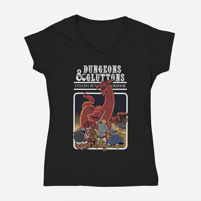 Dungeon Cookbook-Womens-V-Neck-Tee-zascanauta