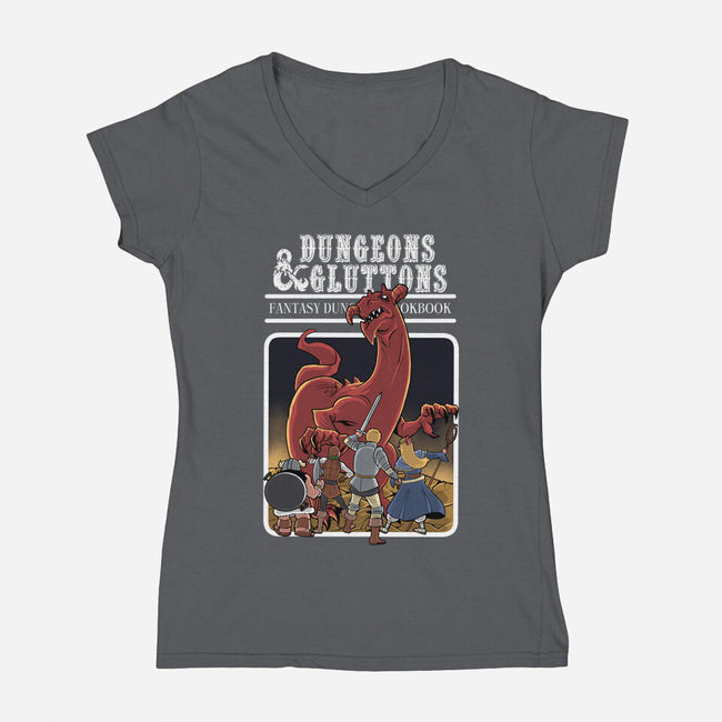 Dungeon Cookbook-Womens-V-Neck-Tee-zascanauta