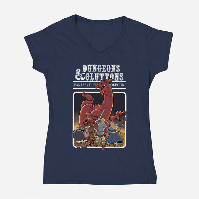 Dungeon Cookbook-Womens-V-Neck-Tee-zascanauta