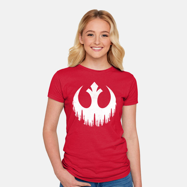 Rebel Wings-Womens-Fitted-Tee-rocketman_art