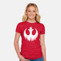 Rebel Wings-Womens-Fitted-Tee-rocketman_art